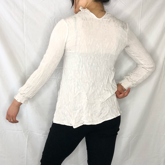 Women’s White Cream Babydoll Keyhole Blouse Top Size Small - Picture 3 of 4